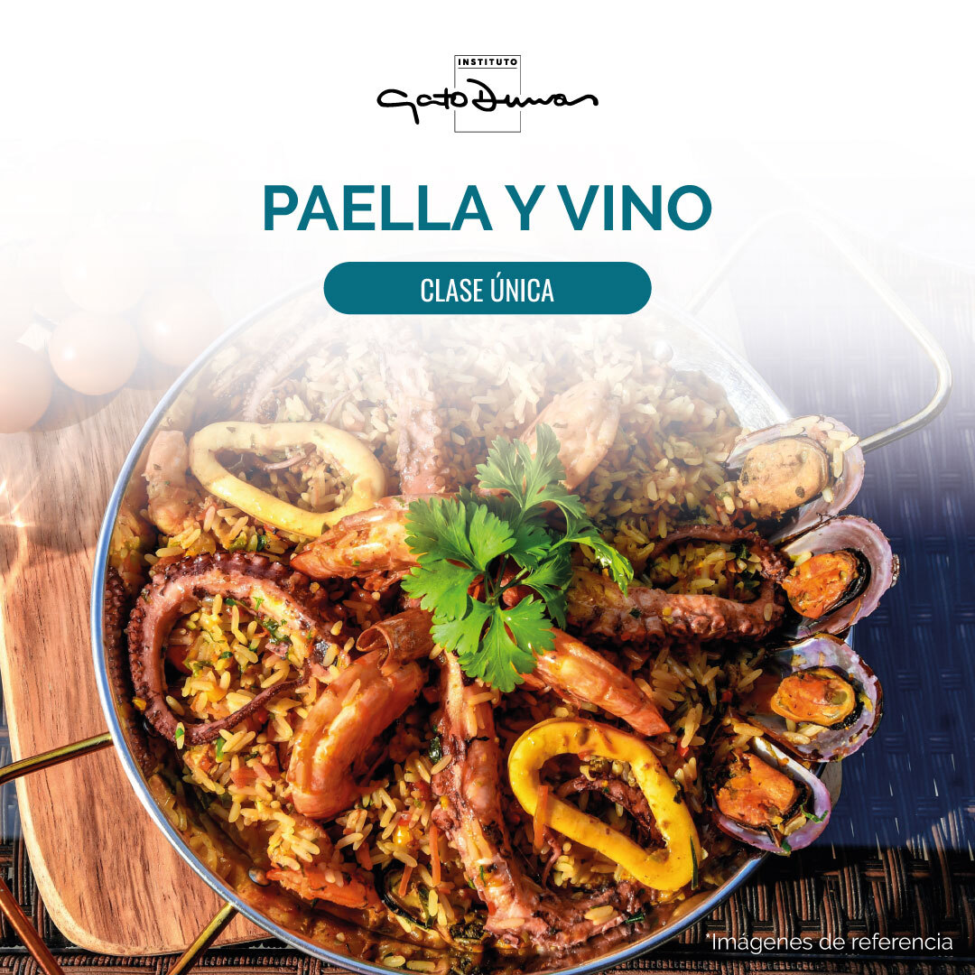 Paella y vino